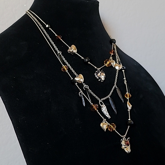 Vintage BETSEY JOHNSON Hollywood Glam Collection Layered Tiger Theme Necklace. - Picture 5 of 10